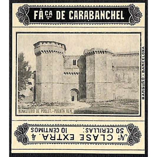 Monastery de Poblet - de Carabanchel Barcelona c1920's Matchbox Label VGC