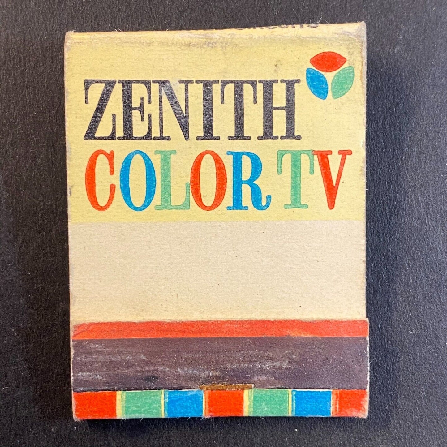 Zenith Color TV "Handcrafted - No Printed Circuits" Half Full Matchbook c1962-67