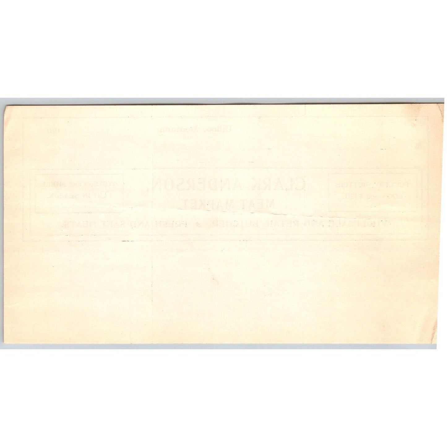 Dillon, MT Clark Anderson Meat Market Butcher Oysters Shell Fish 1905 Billhead