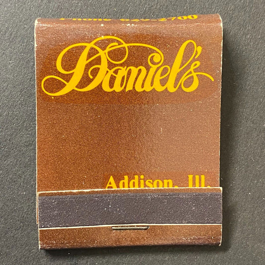 Daniels Restaurant Addison, IL Full Matchbook Scarce c1968-74