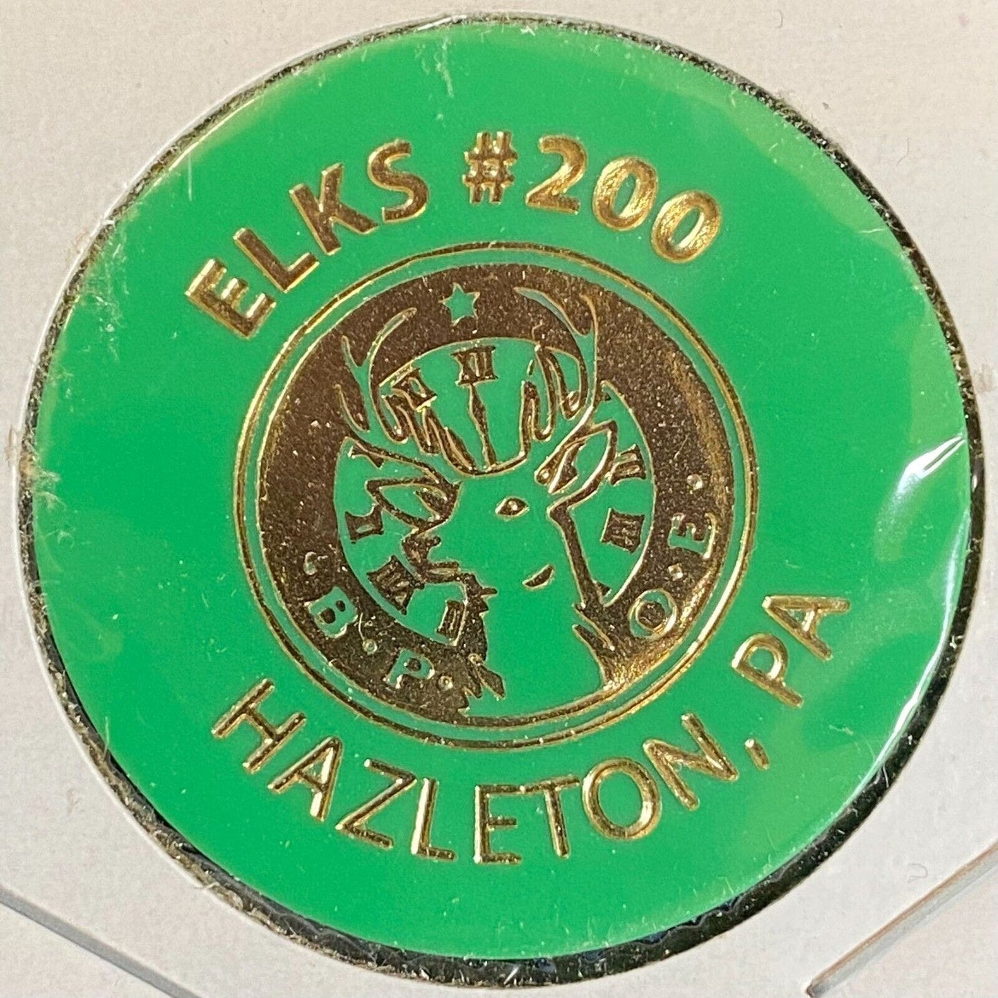 Hazelton, PA Elks #200 c1970's-80's Plastic "Good for Bottle Beer" GRN Token