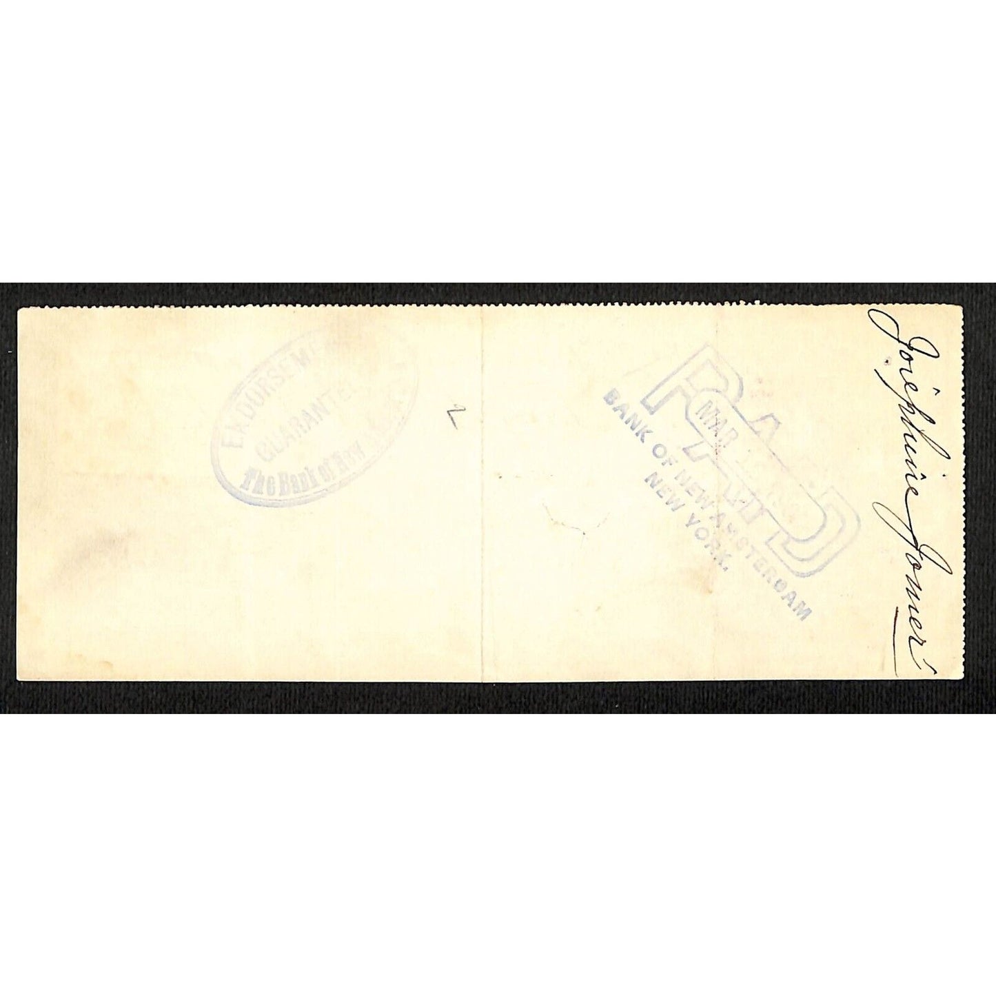 1900 Wells Fargo & Co Bank 63 Broadway NYC Check w/ Rev Stamp