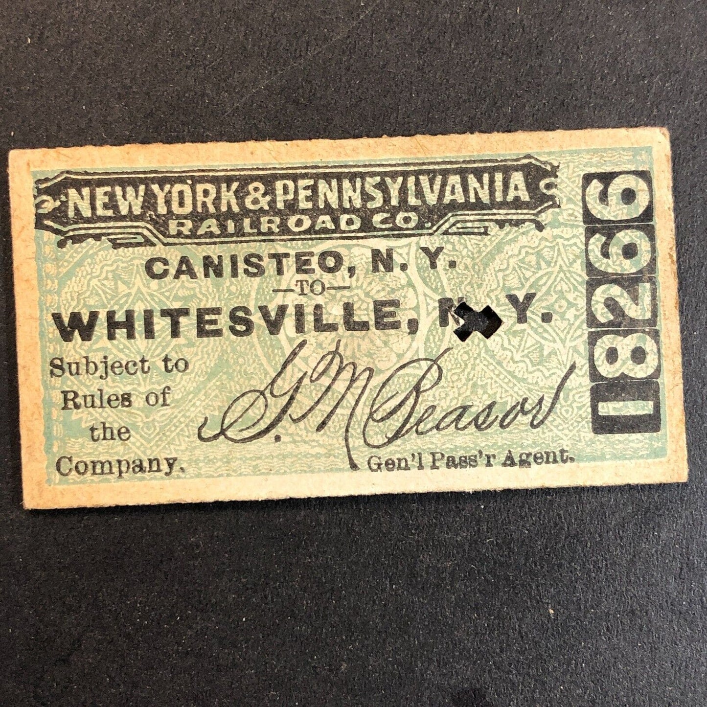 New York & Pennsylvania Railroad July 19 1917 Whitesville, NY Ticket #18266