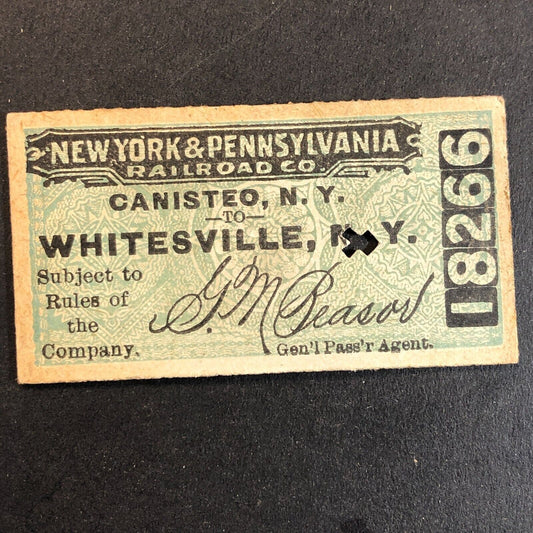 New York & Pennsylvania Railroad July 19 1917 Whitesville, NY Ticket #18266