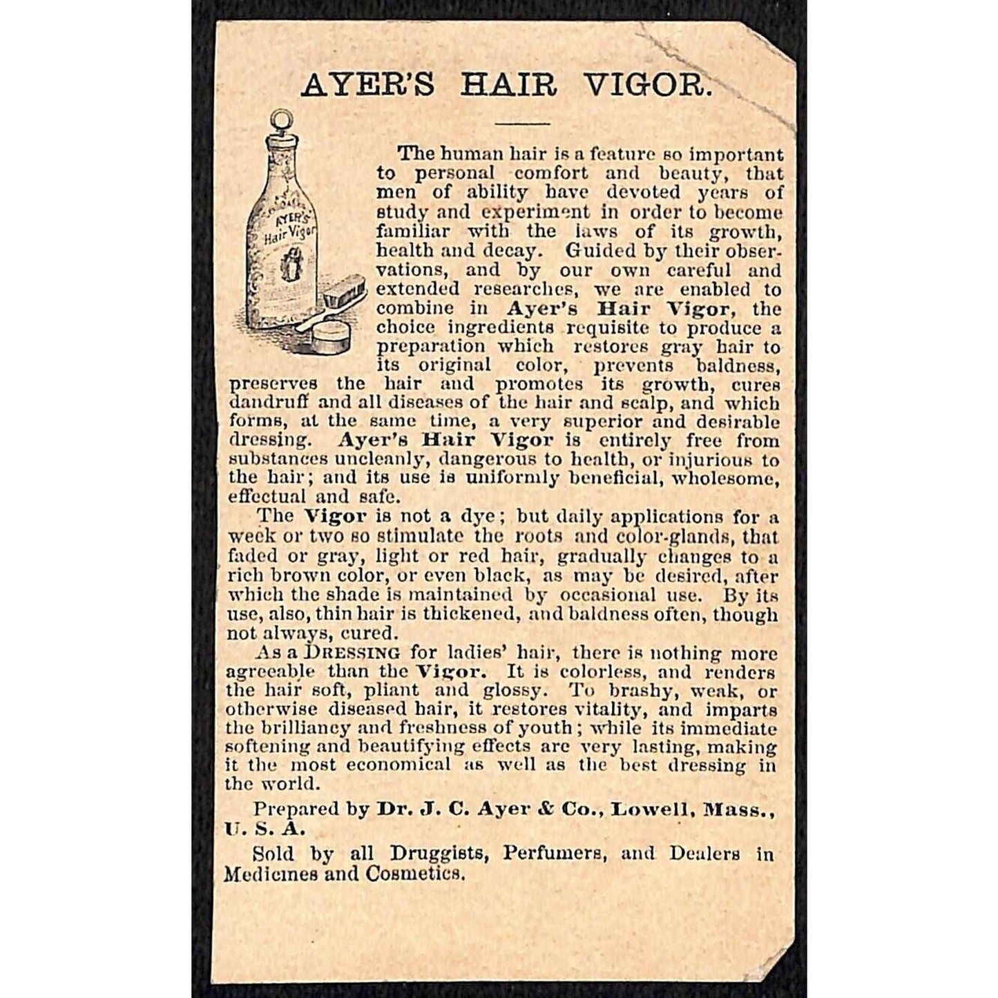 Ayer's Hair Vigor Victorian Trade Card w/ Mermaids Brush Hair Near Ship Wreak