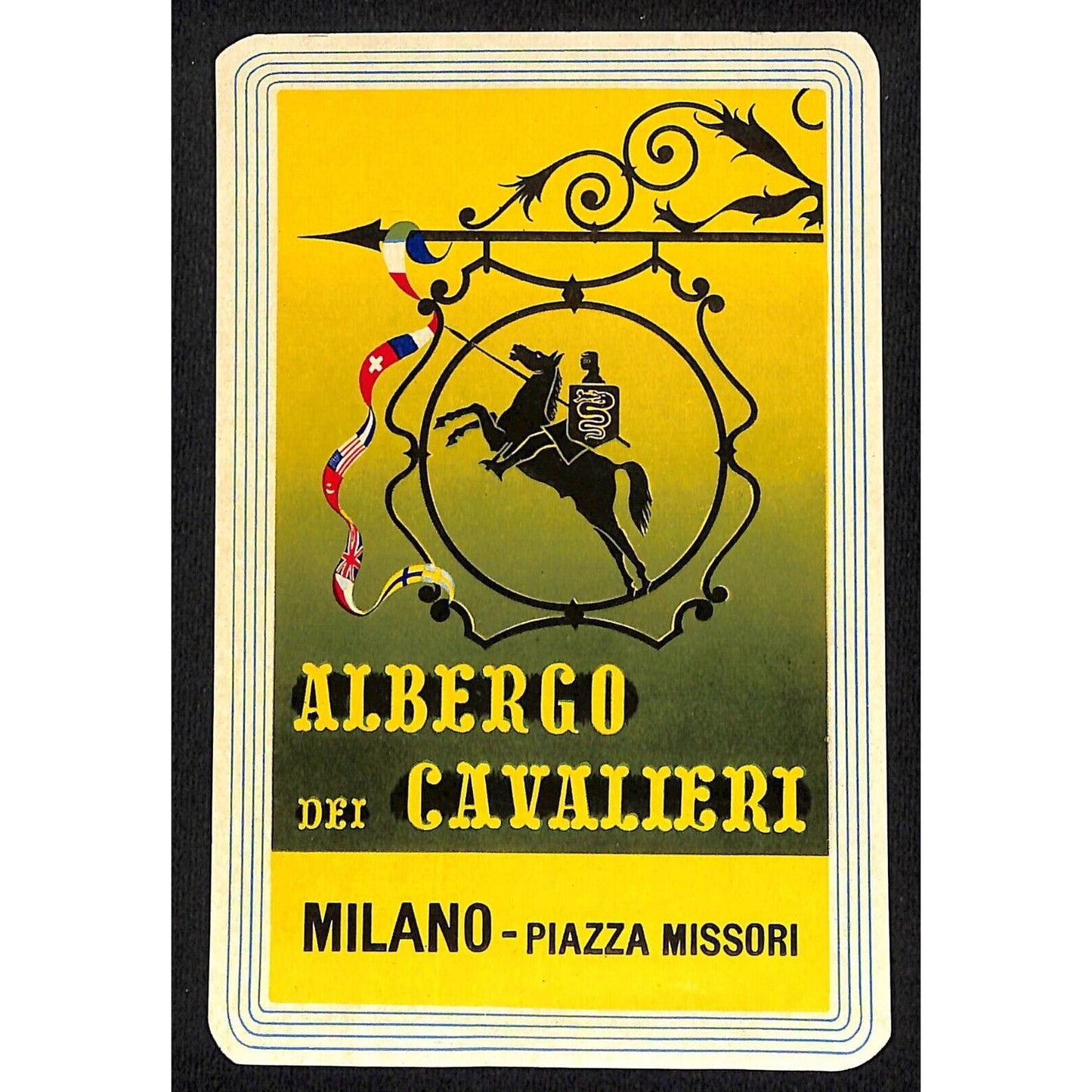 Hotel Dei Cavalieri Milano - Piazza Missori c1950's-60's Luggage Label VGC
