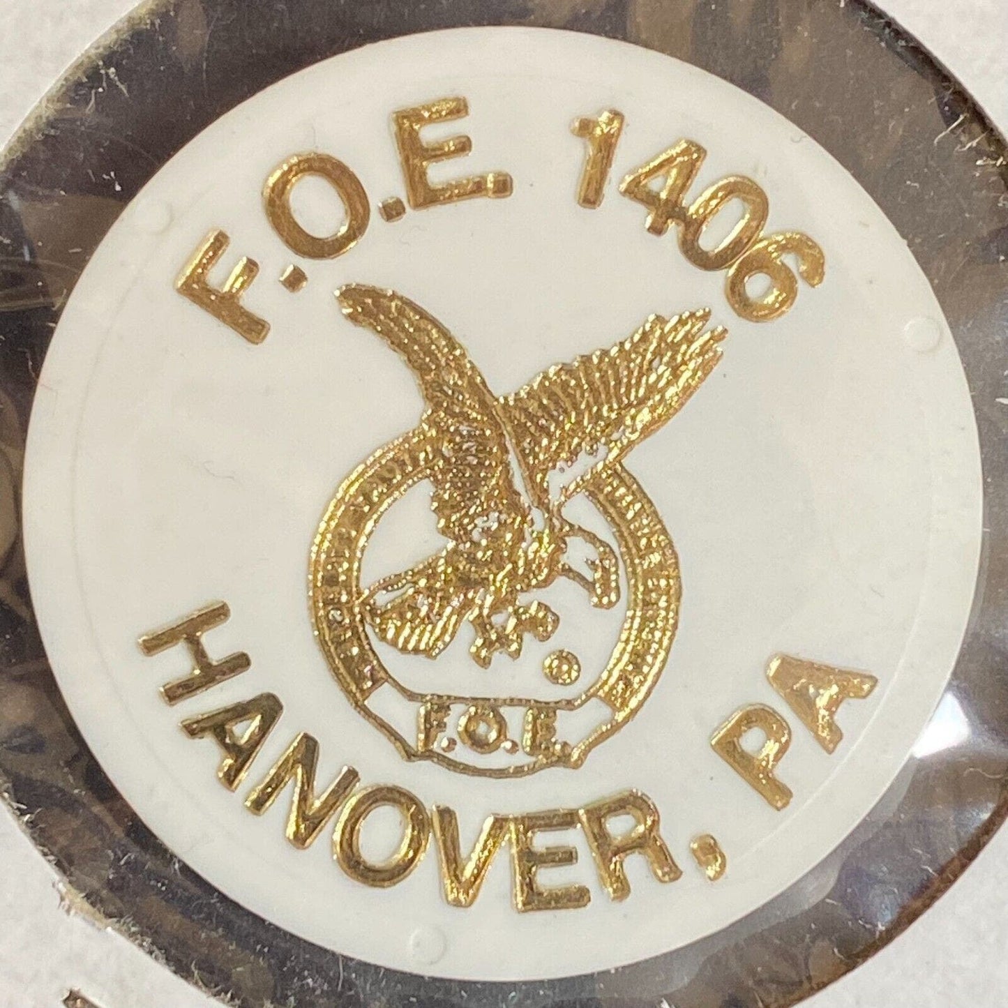 Hanover, PA F.O.E. 1406 c1970's-80's Plastic "G/F One Mixed Drink" Token Eagle