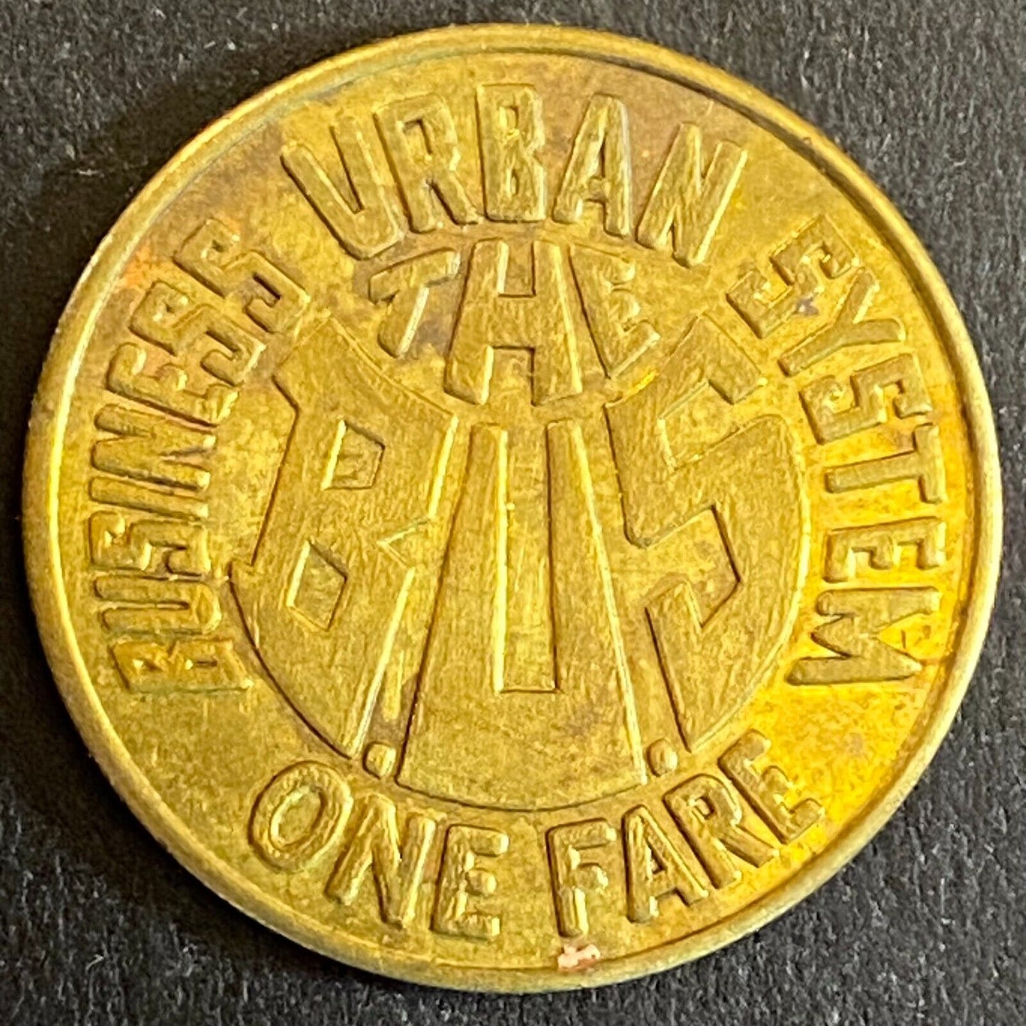 Business Urban System (Gallup, NM) One Fare Bus Token 23mm c1976 Scarce (#1)