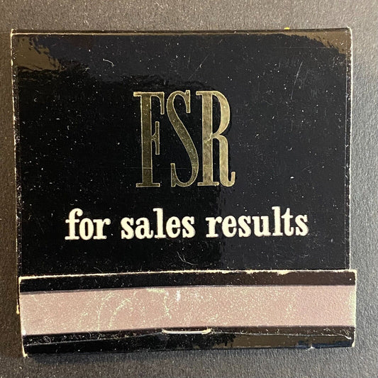 Fuller & Smith & Ross FSR "for sales results" c1960's-73 Full Matchbook VGC