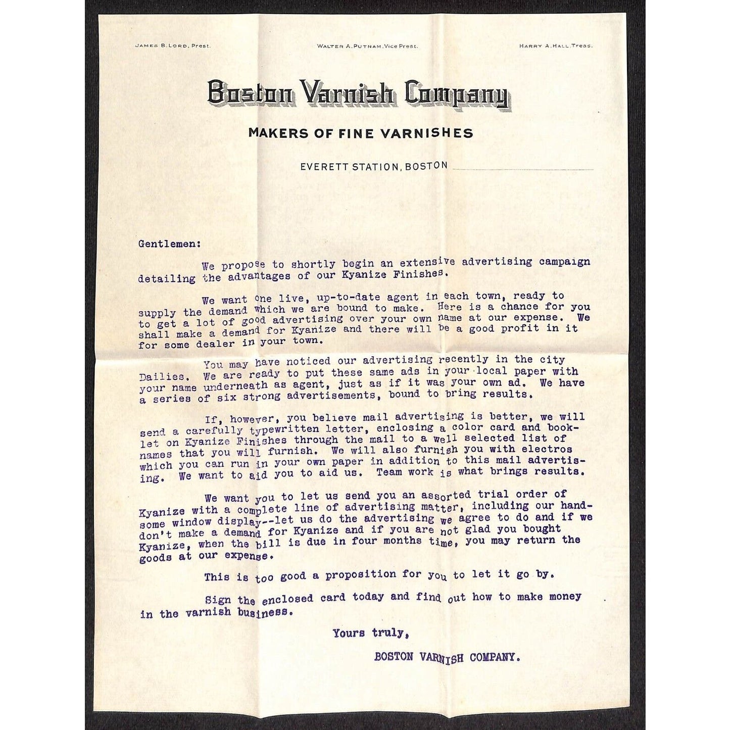 Boston Varnish Co. 1910 Letterhead, Card & Color Advertising Cover Scarce VGC