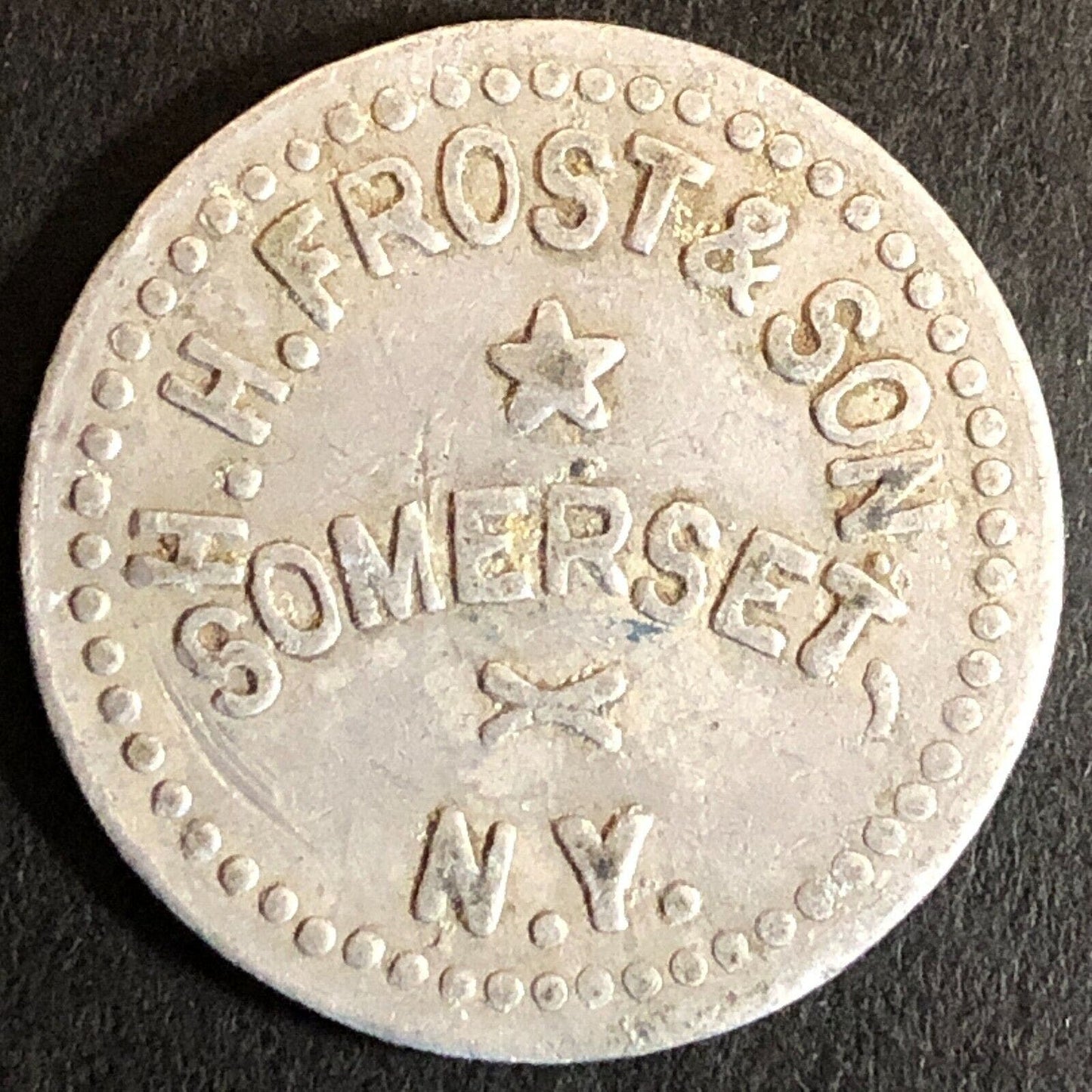 H.H. Frost & Son Somerset, NY G/F 10c Alum Trade Token c1920's-30's - 25mm
