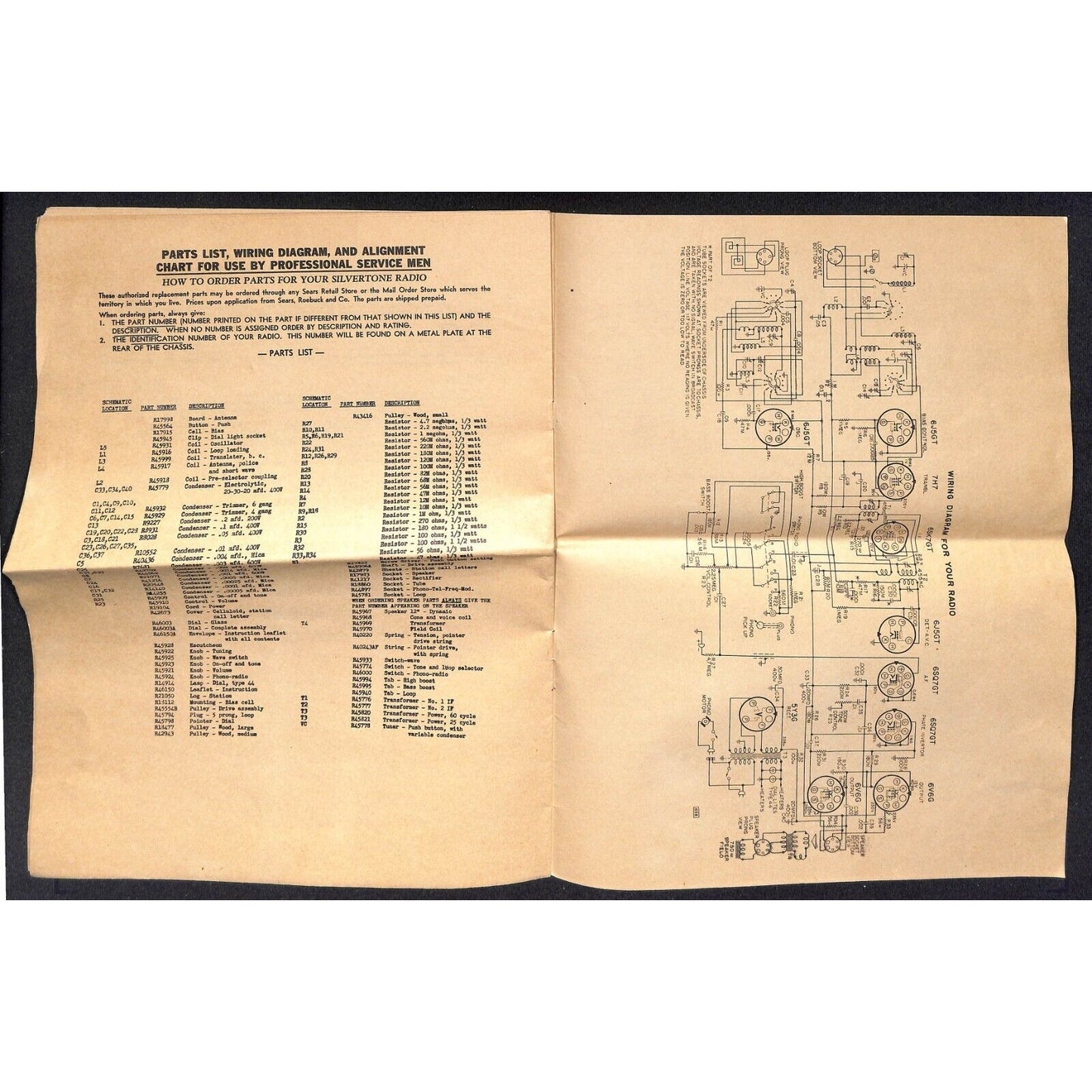 Sears, Roebuck c1931 Parts List & Instructions No. 101.658 Superheterodyne 12pp*