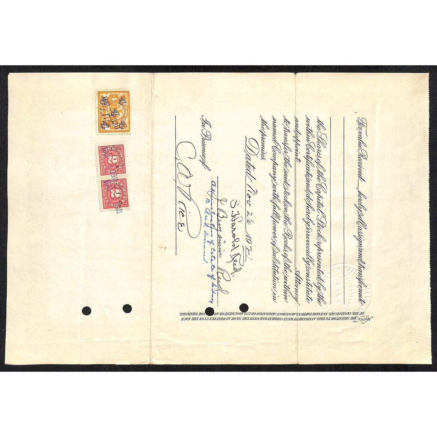 Geneva Trust Company NY 1919 Stock Certificate to Sidney B. Reed #129