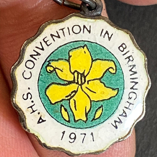 1971 A.H.S. Convention In Birmingham Enameled Pendant 17mm - Marked Sterling