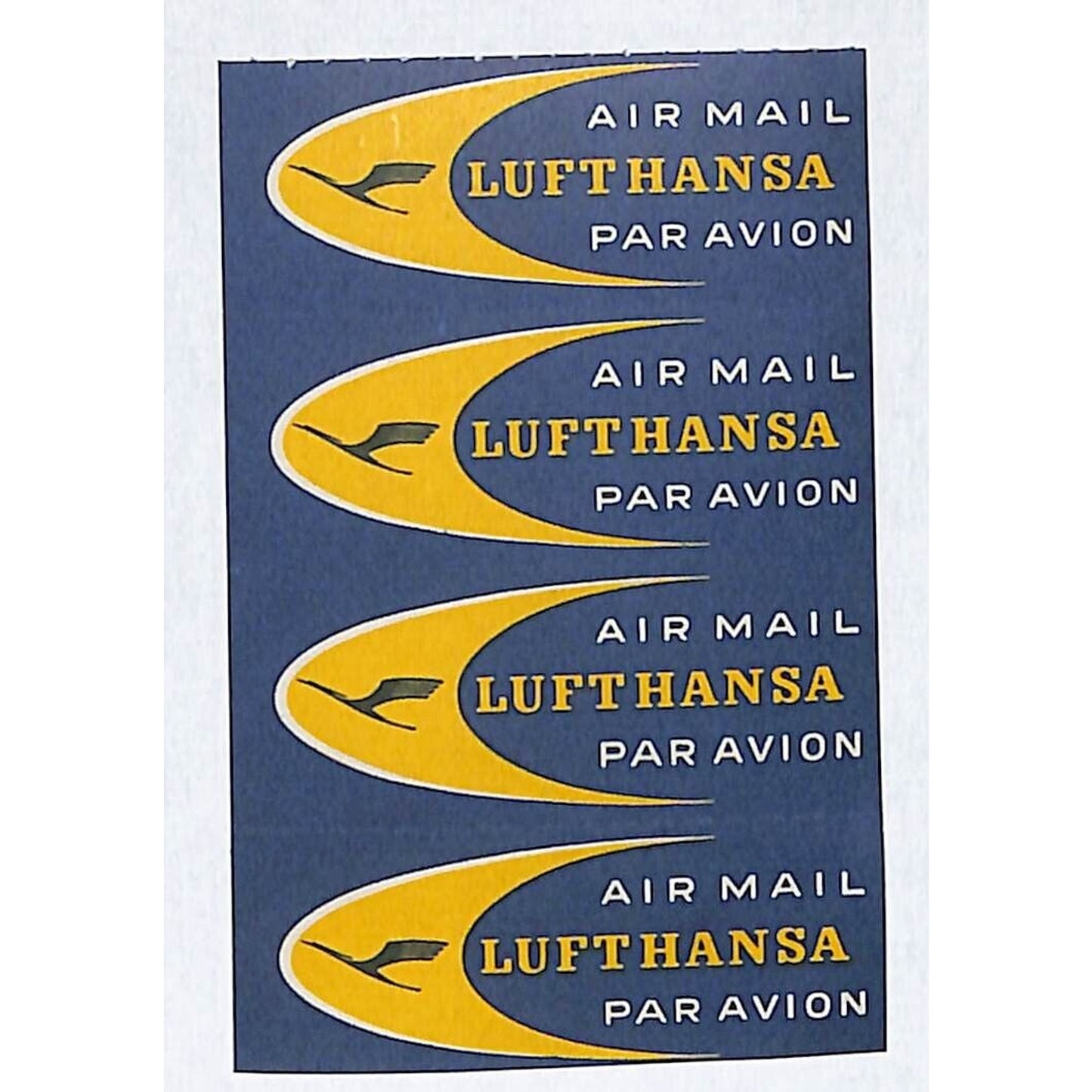 Lufthansa Air Mail / Par Avion Strip of 4 Small Labels 2" x 3" VGC