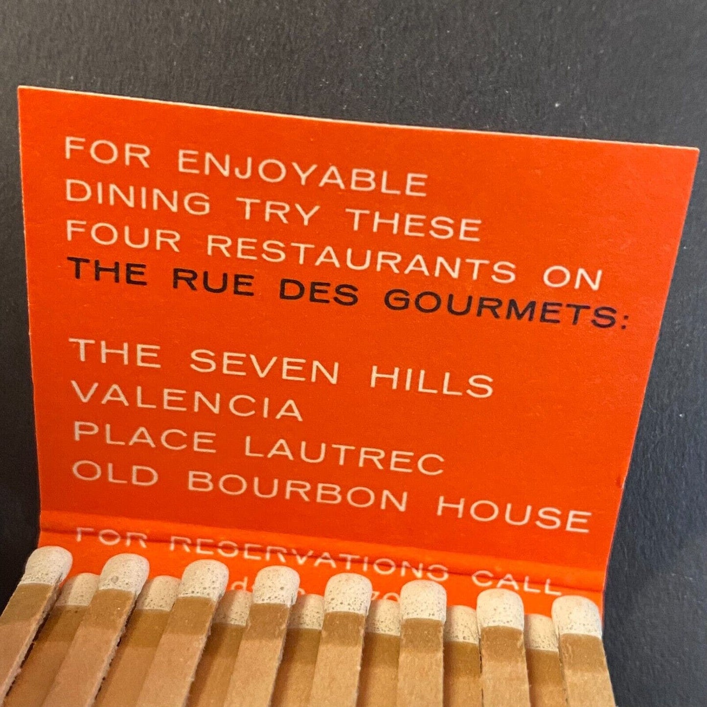 New York Hilton at Rockefeller Center rue Des Gourmets c1960's Full Matchbook VG