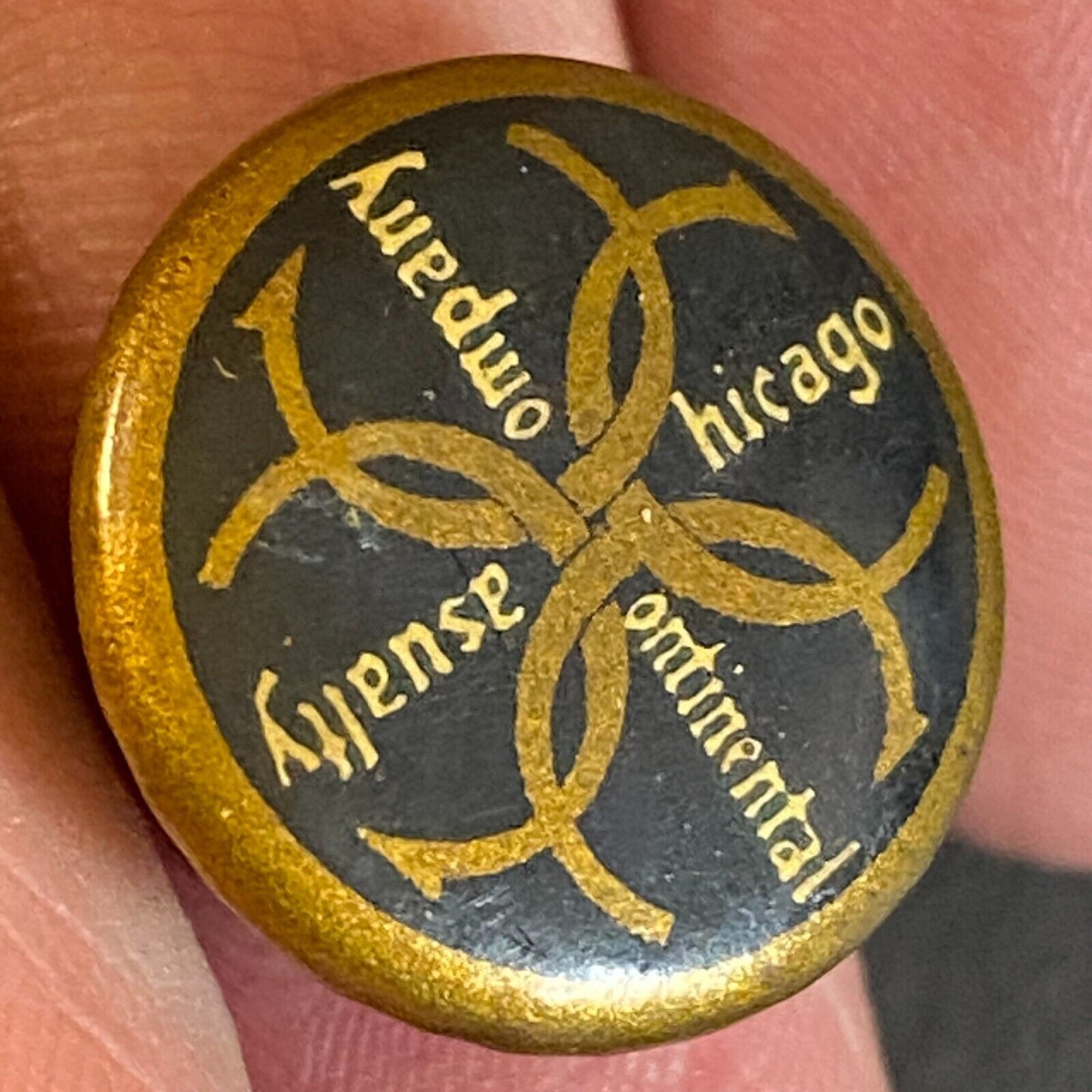 Chicago Continental Causualty Company c1900 Celluloid Button 16mm WAH Co. (Hoag)