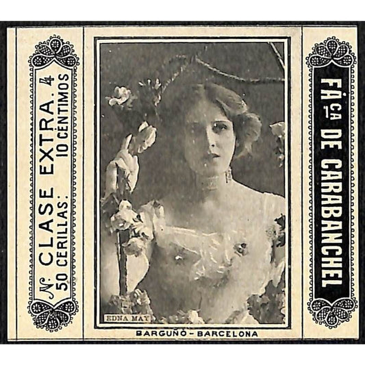Edna May (Pettie) Singer Actress Barcelona c1920's Matchbox Label VGC