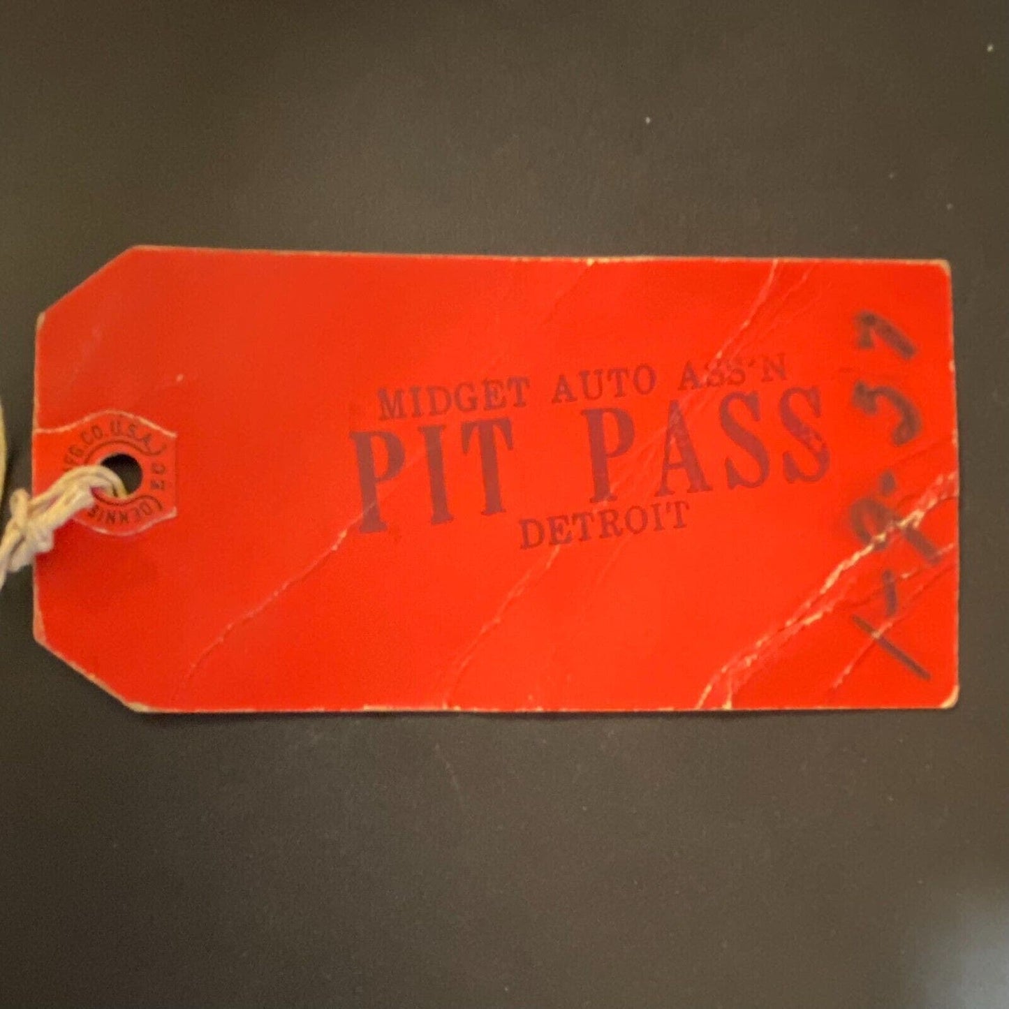 Midget Auto Ass'n (MARA ?) Pit Pass Detroit Jan 1, 1937 - Scarce