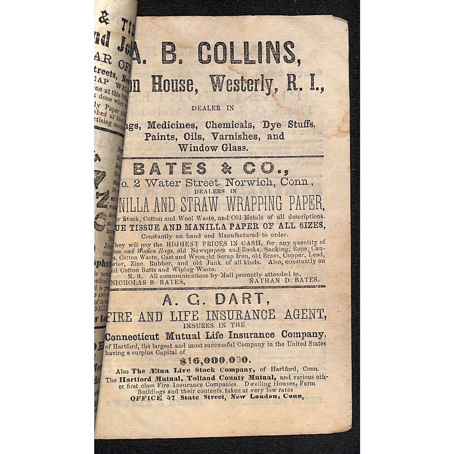 1868 New England Almanac and Farmer's Friend C. Prince, New London 29pp* Scarce