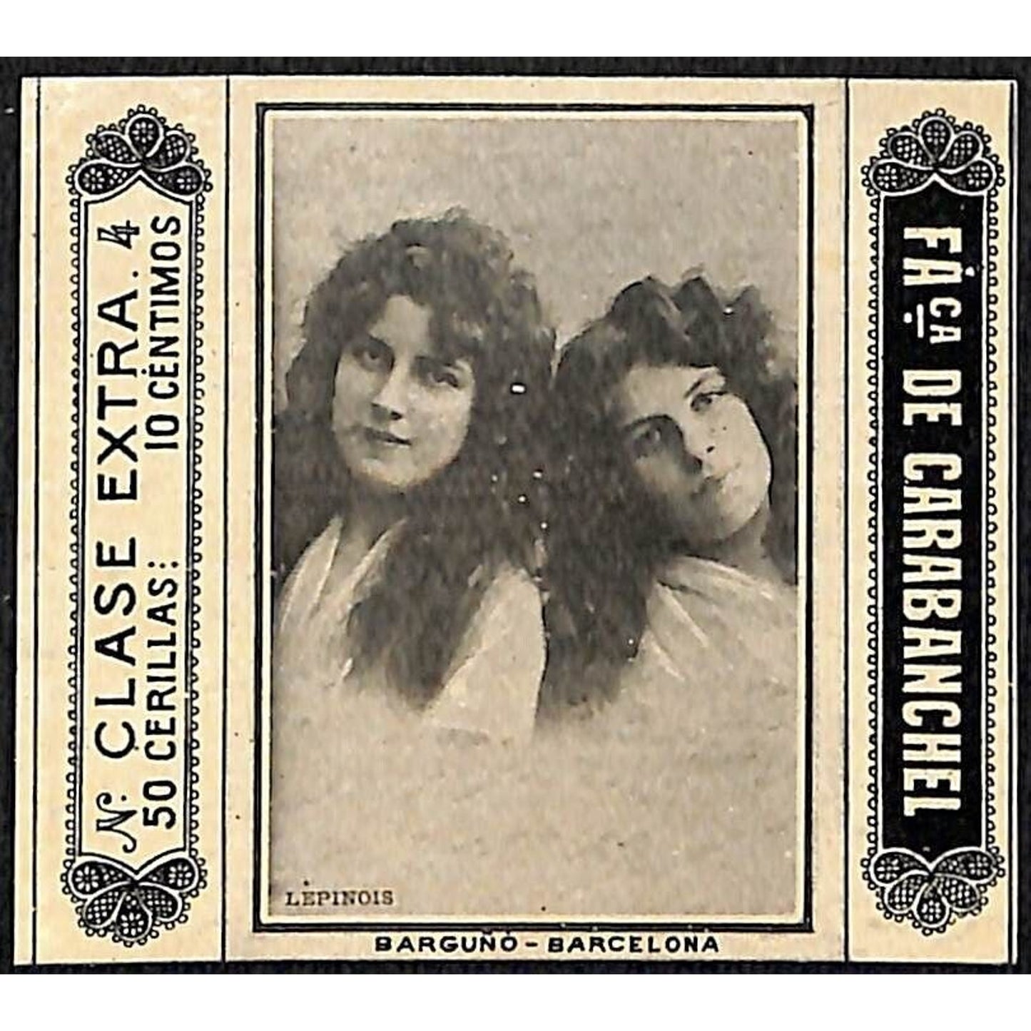 Lepinois Sisters? Stage Actresses Barcelona c1920's Matchbox Label VGC