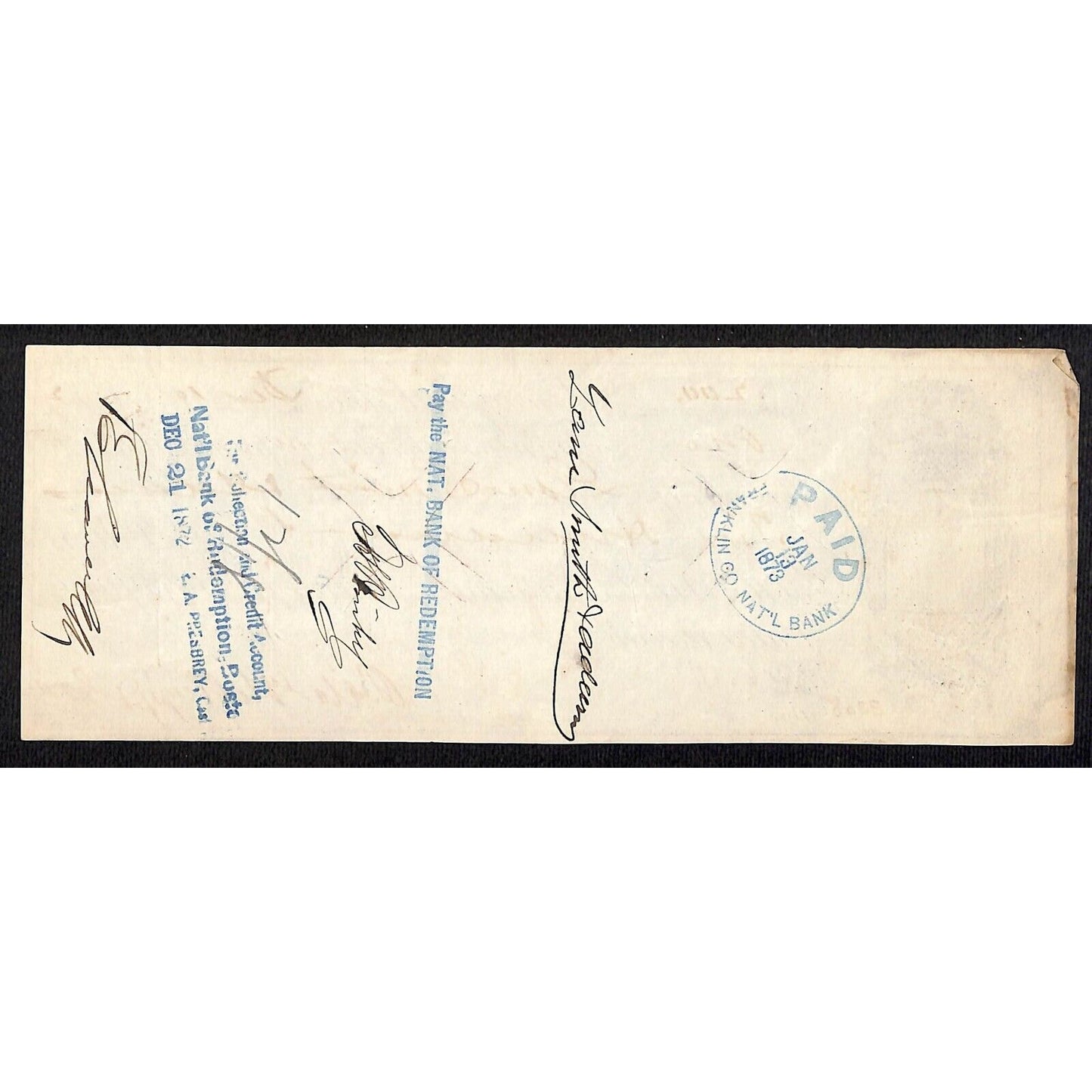 1872 First National Bank of Greenfield, MA $200 Promissory Note