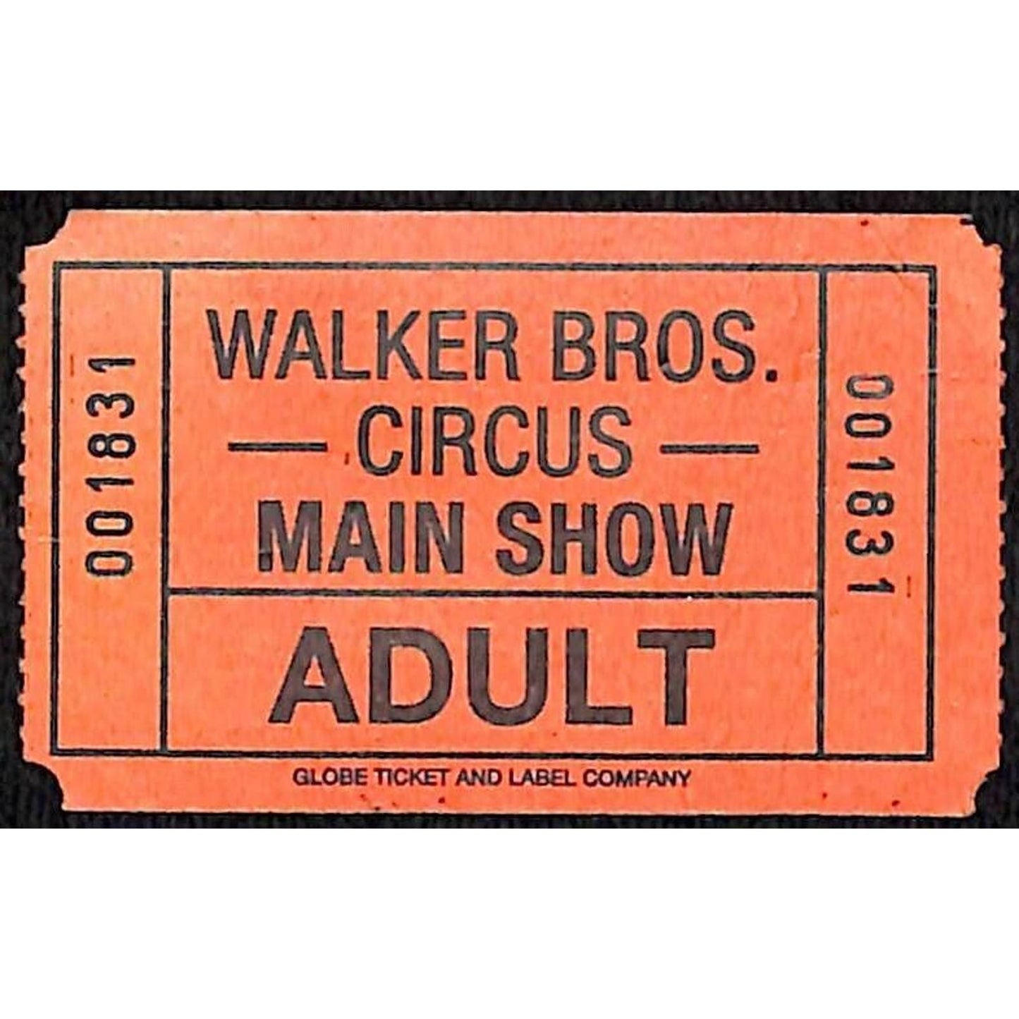 Walker Bros. Circus c1940's-50's Adult Main Show Ticket Unused Undated