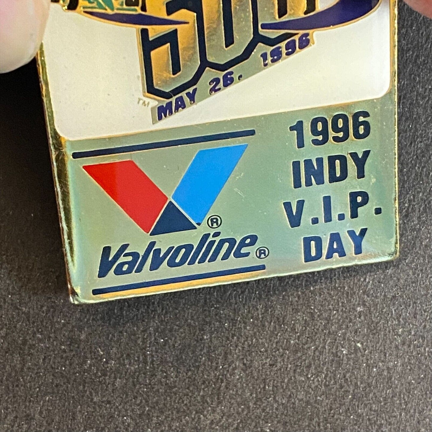 1996 Indy 500 Valvoline Racing VIP Day Enameled Lapel Pin 38mm VGC Scarce