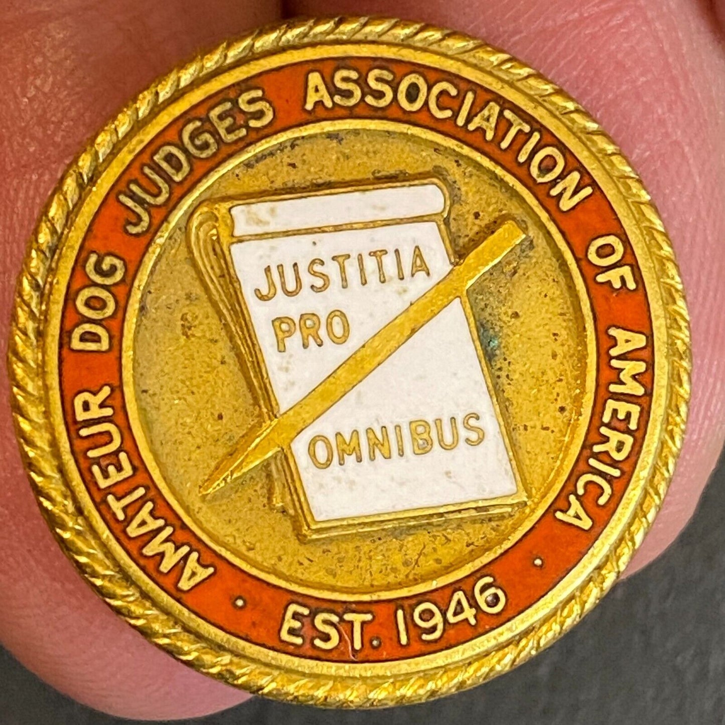 Amateur Dog Judges Association of America Color Enameled Lapel Pin Scarce - 23mm