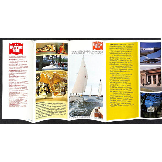 Motor Tour of Hampton, Virginia 1968 Bus Tour Fold-out Travel Brochure VGC