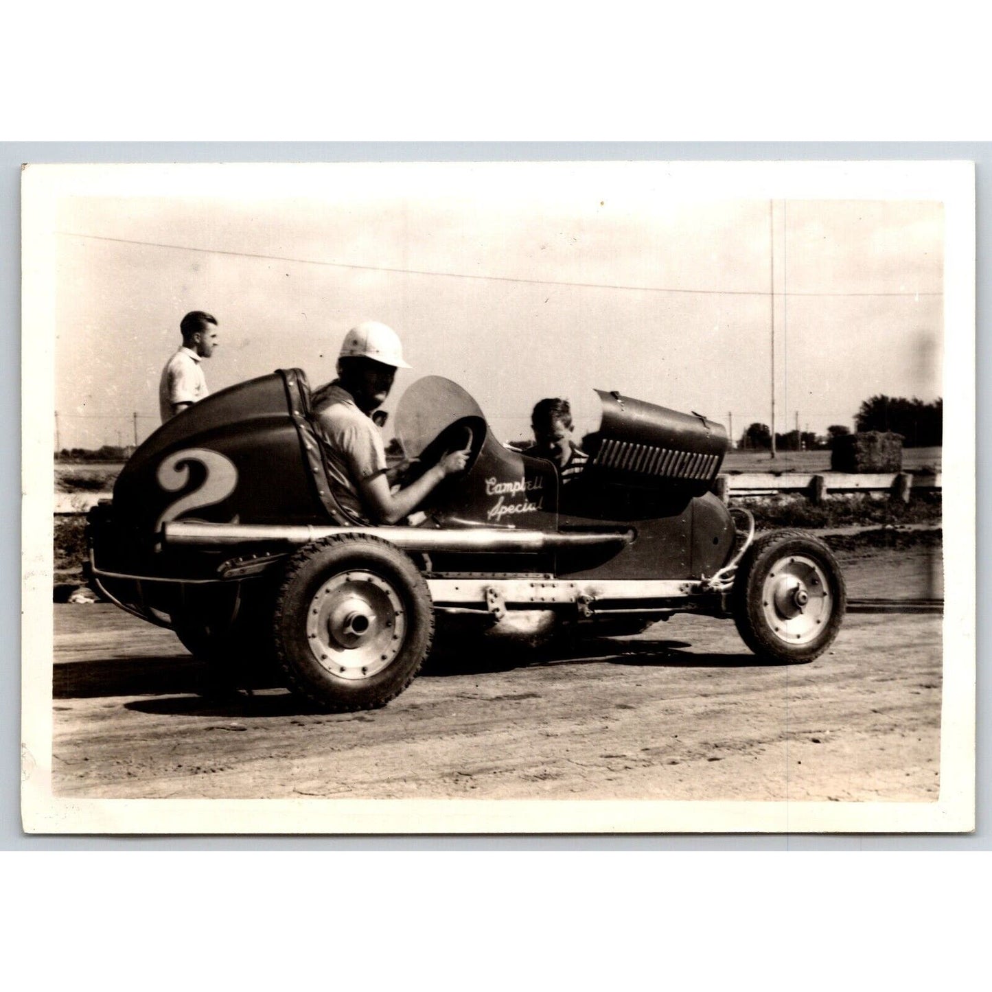 Joe Allen Auto Racing Car #2 Candid Photo c1940's 3 3/8" x 4 3/4" Robinson