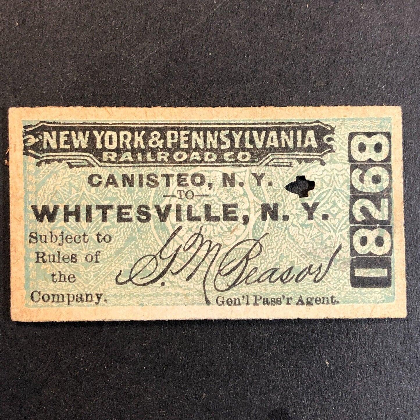 New York & Pennsylvania Railroad July 20 1917 Whitesville, NY Ticket #18268