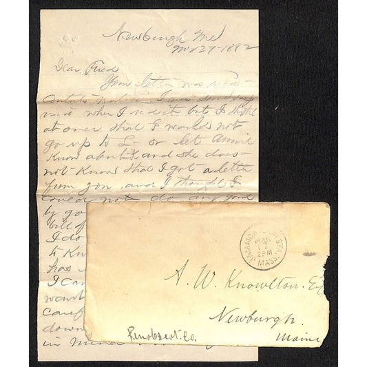 1882 ALS re: Property / Mortgage Hiding Secrets to A.W. Knowlton* Newburgh, ME