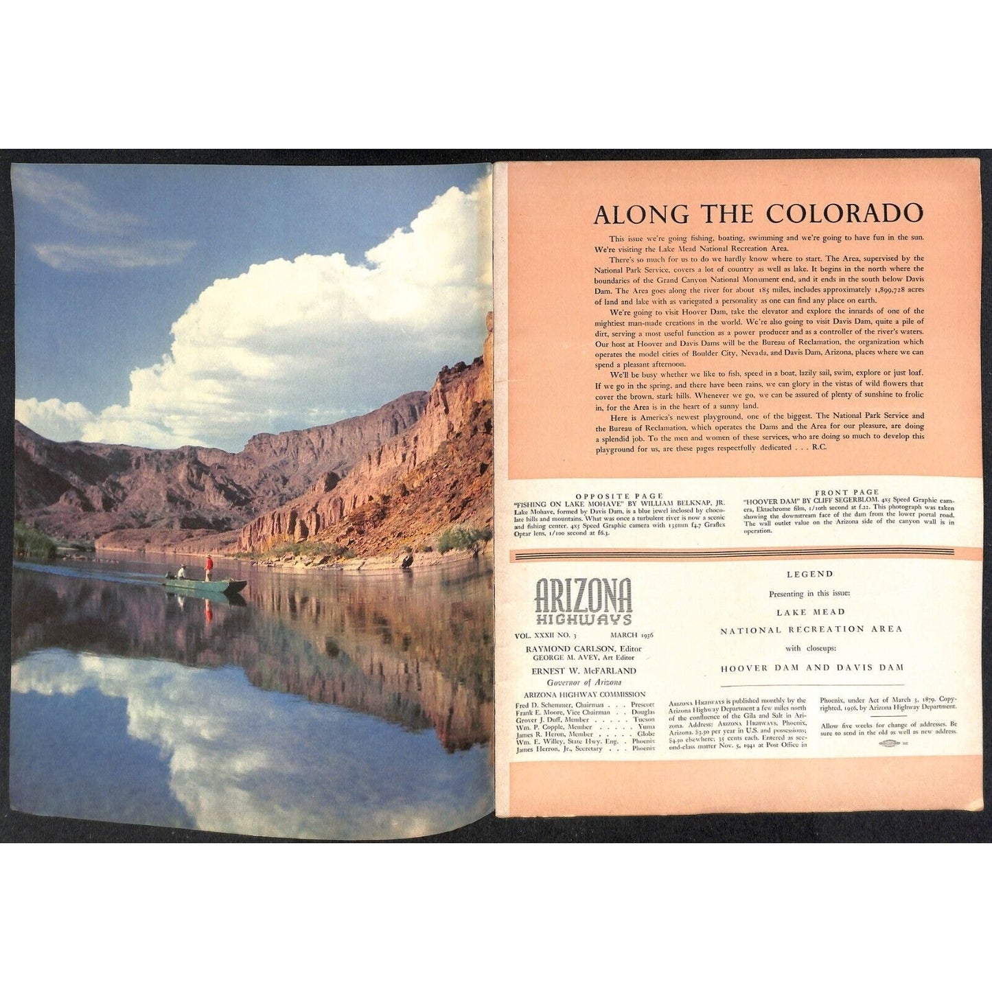 Arizona Highways Magazine March 1956 Lake Mead / Hoover Dam 40pp VGC