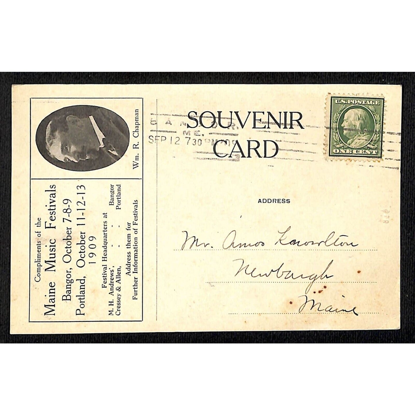 Maine Music Festival 1909 Bangor Portland Postcard Prima Donnas Knowlton*