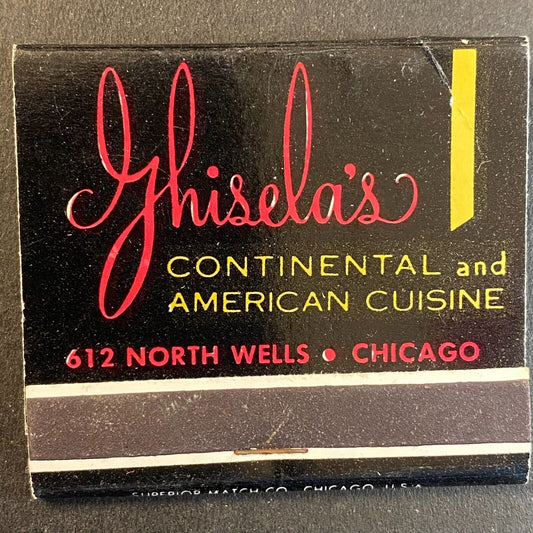 Ghisela's Restaurant Chicago c1960's-73 Full Matchbook Scarce