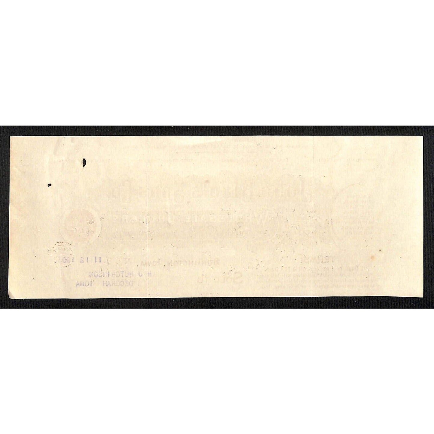 John Blaul's Sons Grocers Burlington IA Hutchinson* 11/12 1903 Cut Billhead