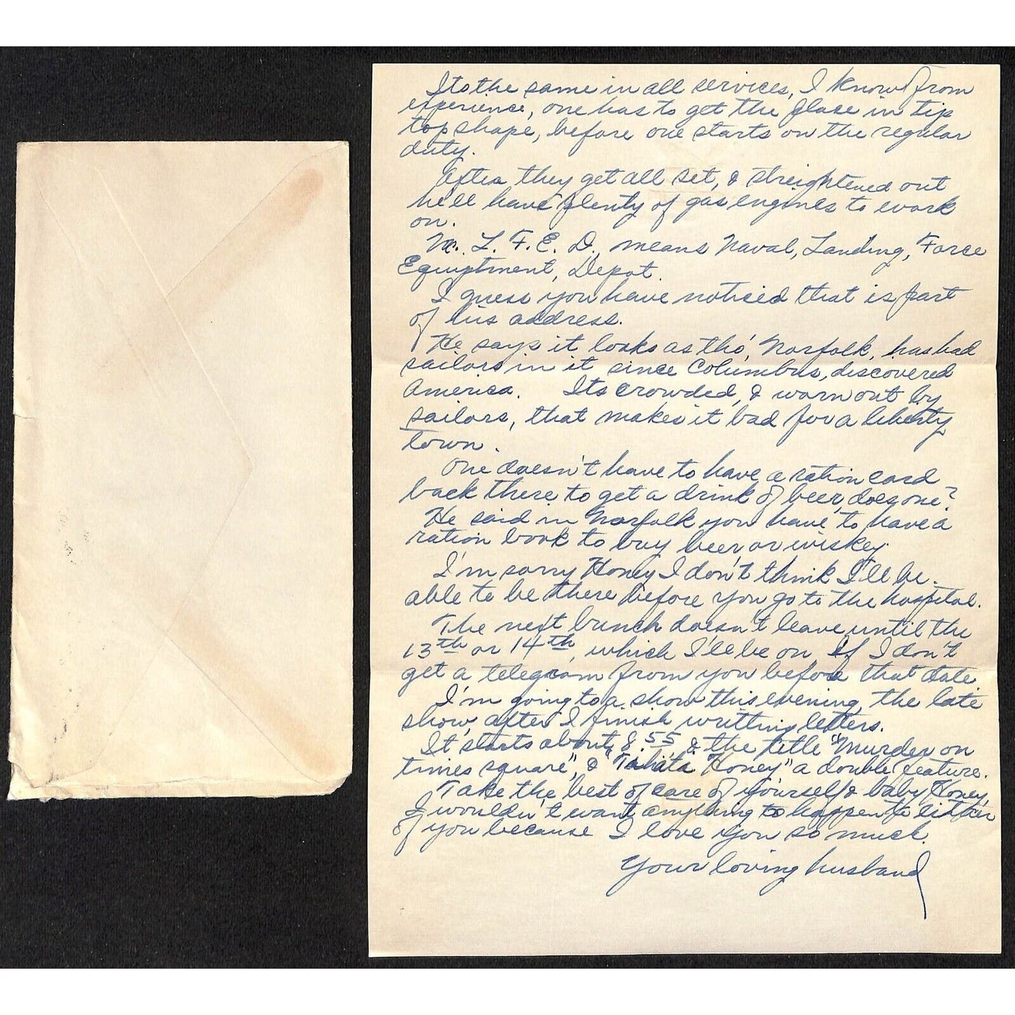 Camp San Luis Obispo California 1943 Military ALS Letter to Wife VGC