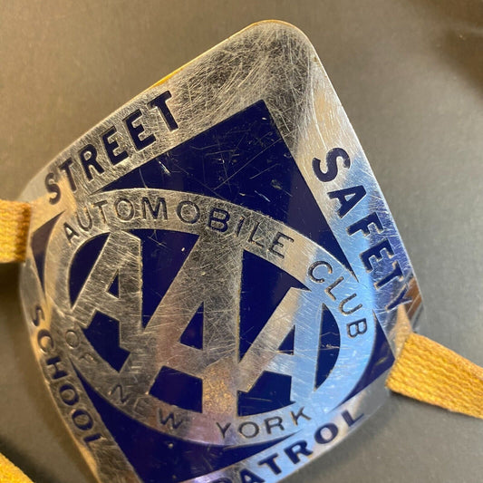 AAA Street Safety School Patrol Polished Alum. Enameled Arm Band c1950's Scarce