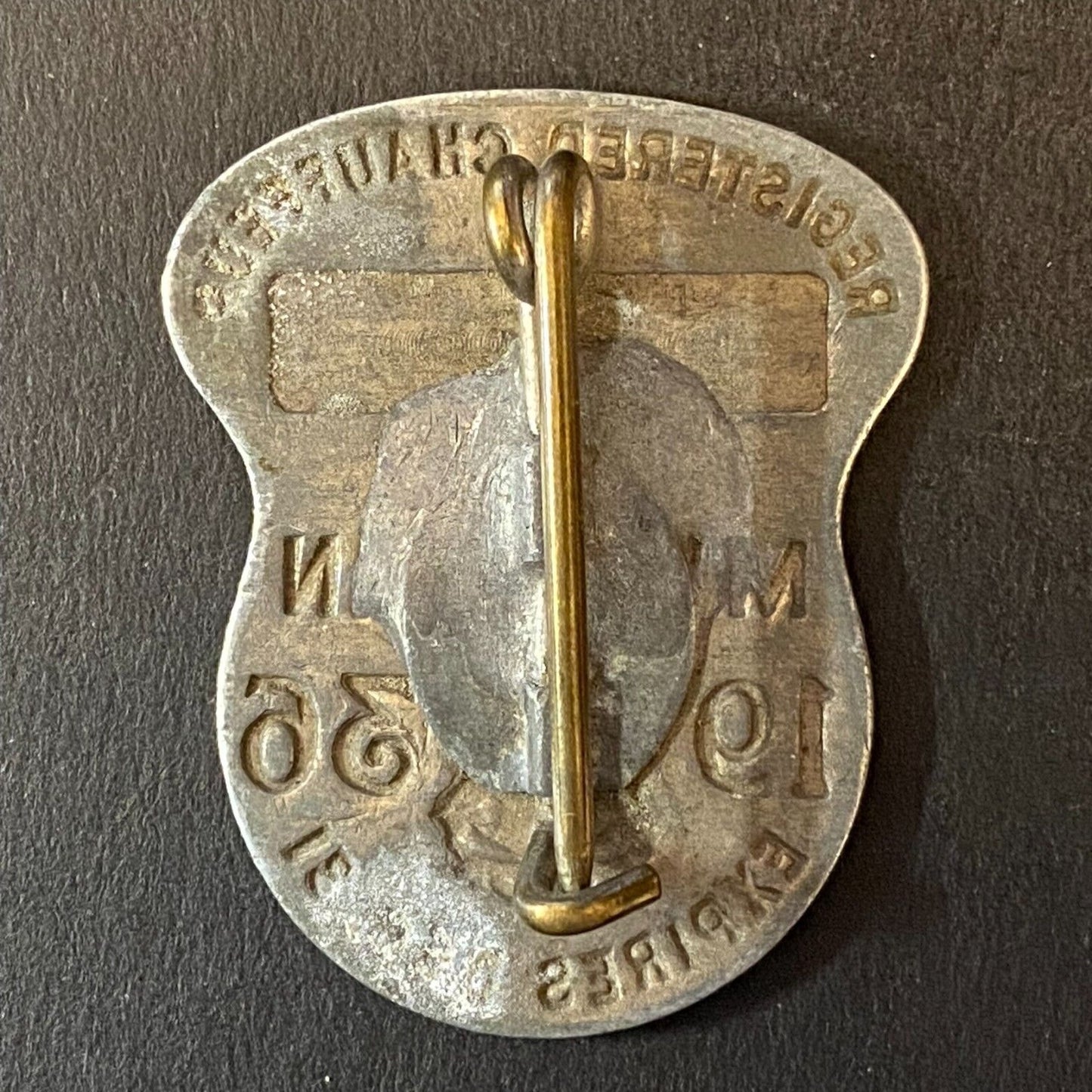 1936 Michigan Licensed Registered Chauffeur Badge Metal Pin Back Driver #55277