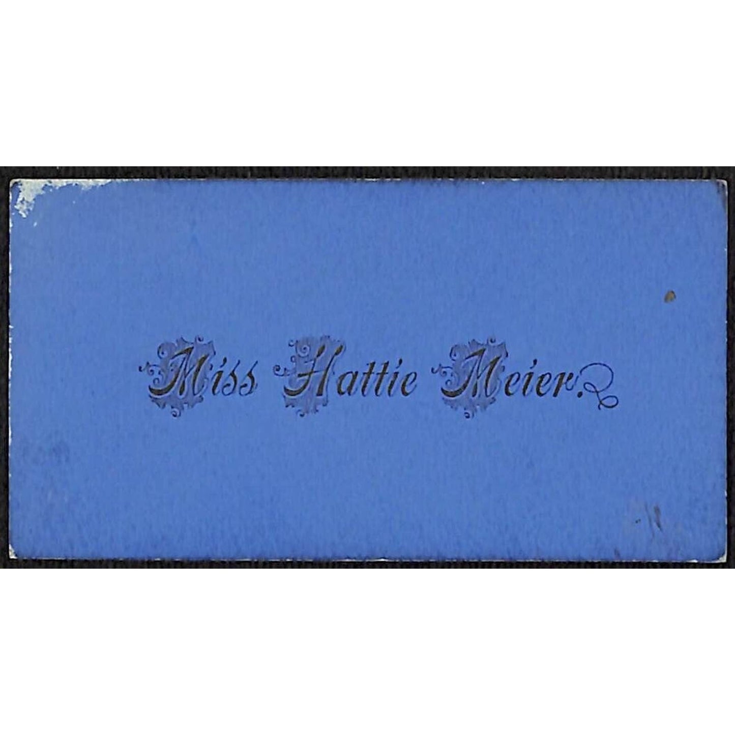 "Miss Hattie Meier" Victorian Calling Greeting Card w/ Deep Blue Card Stock