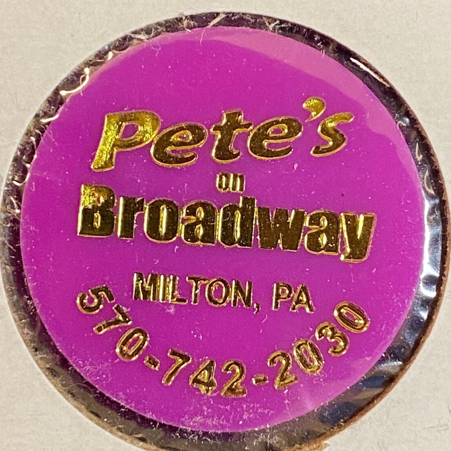 Milton, PA Pete's On Broadway c2007 Plastic Token Good For $4.00