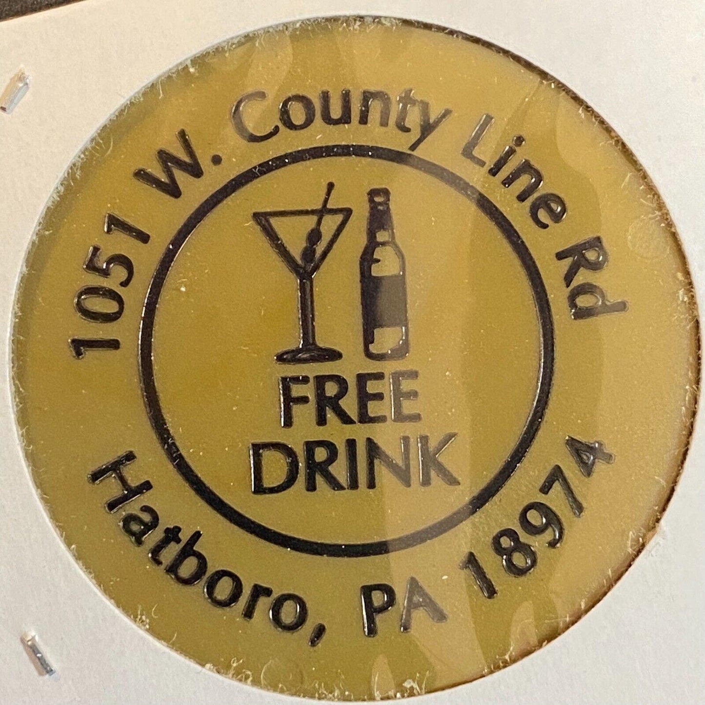 Hatboro, PA Harrigan's Pub c2006 Plastic "Free Drink" Token Olive Green