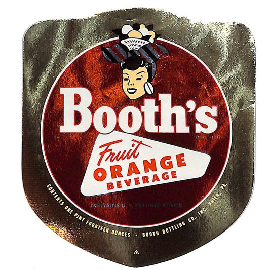 Booth's Fruit Orange Booth Bottling Philadelphia Foil Bottle Label c1940s-50s