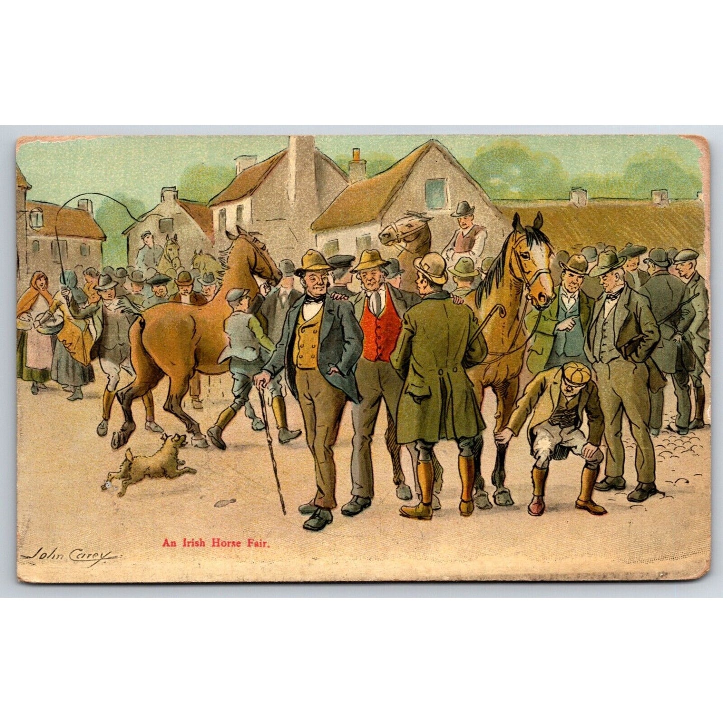 "An Irish Horse Fair" Equestrian Postcard PM from Dublin to New Haven, CT c1915