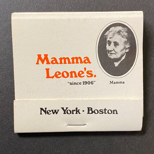 Mamma Leone's Restaurant NY Boston Full Matchbook c1974 VGC