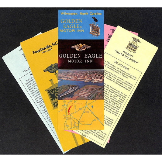Group of 5 Golden Eagle Motor Inn Wilmington, NC c1970 Travel Brochure Inserts