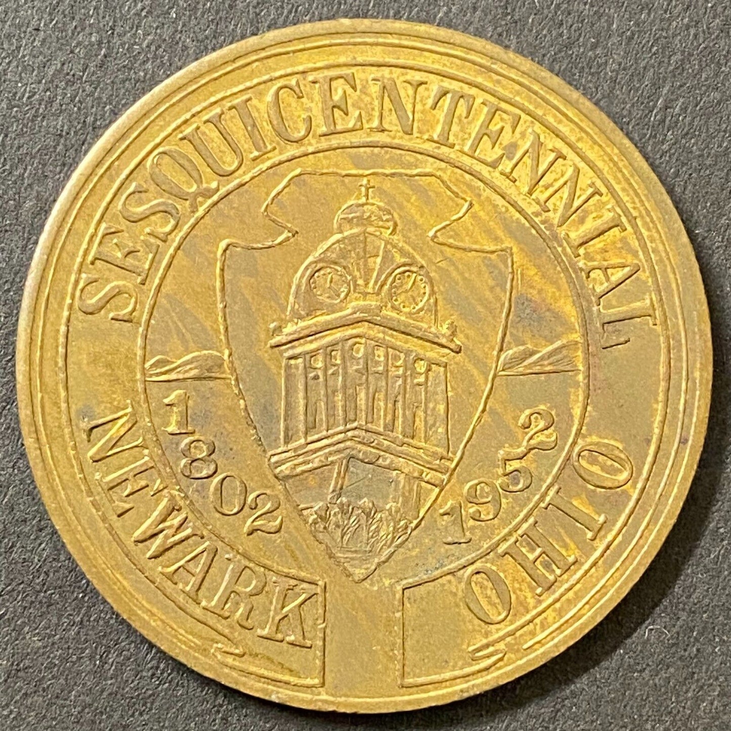 Newark, Ohio Sesquicentennial 1802 - 1952 G/F 50¢ Brass Trade Token 32mm (#1)