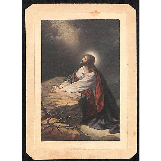 c1942 Jesus on the Mount of Olives 3 1/8" x 4 3/8" Litho on Stiff Card Stock
