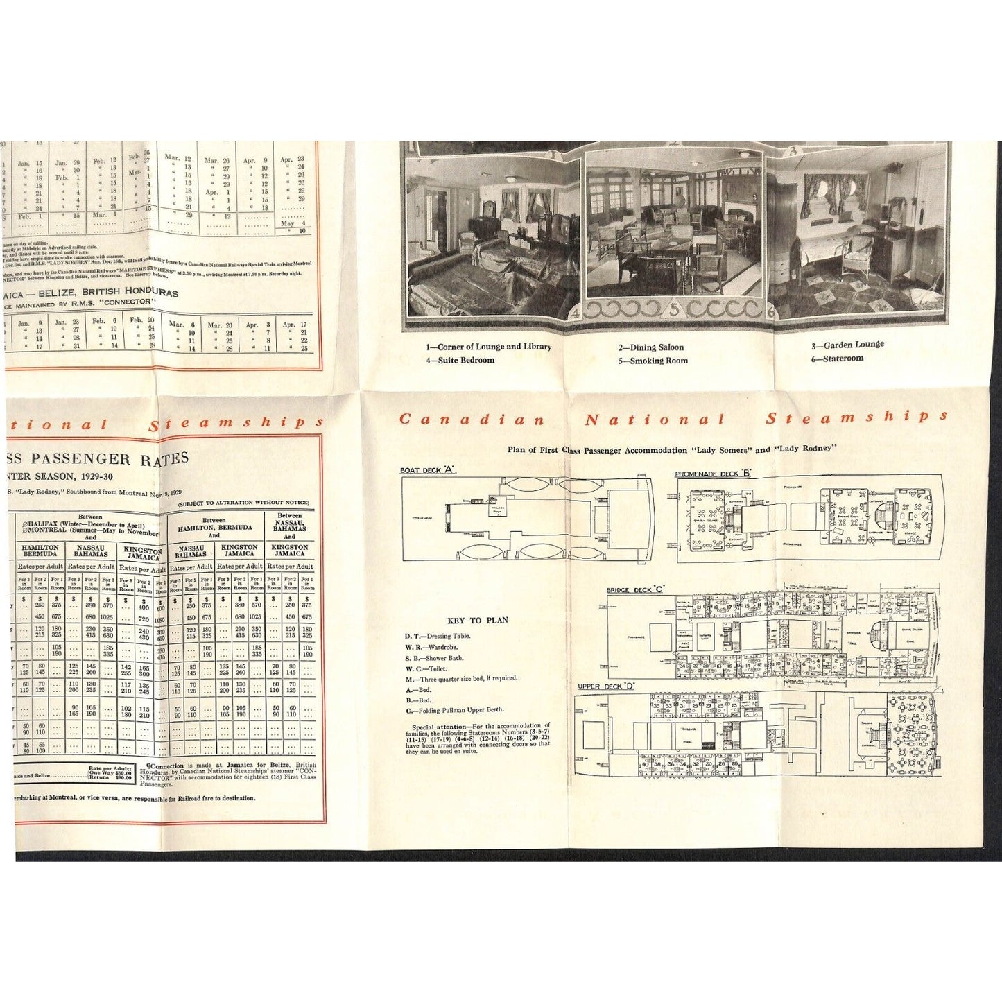 Canadian National Steamships British West Indies Brochure 1929 17" x 23" VGC